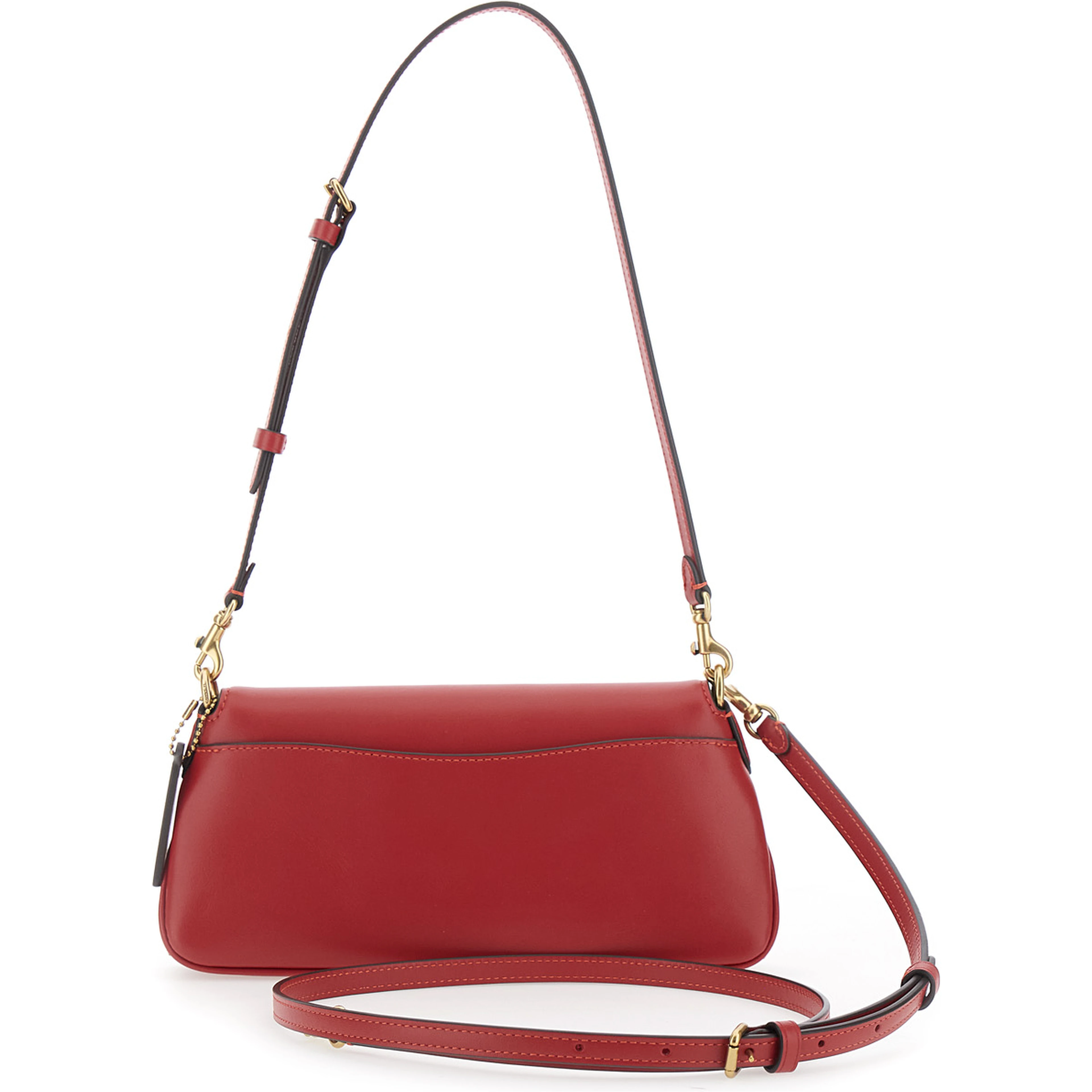 Red Crossbody bag with Logo Plaque on the Front and Adjustable and Removable Red Strap in Leather for Women