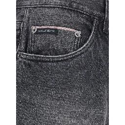 Gray Jeans with Logo Patch on the Pocket and Faded Effect in Denim for Men