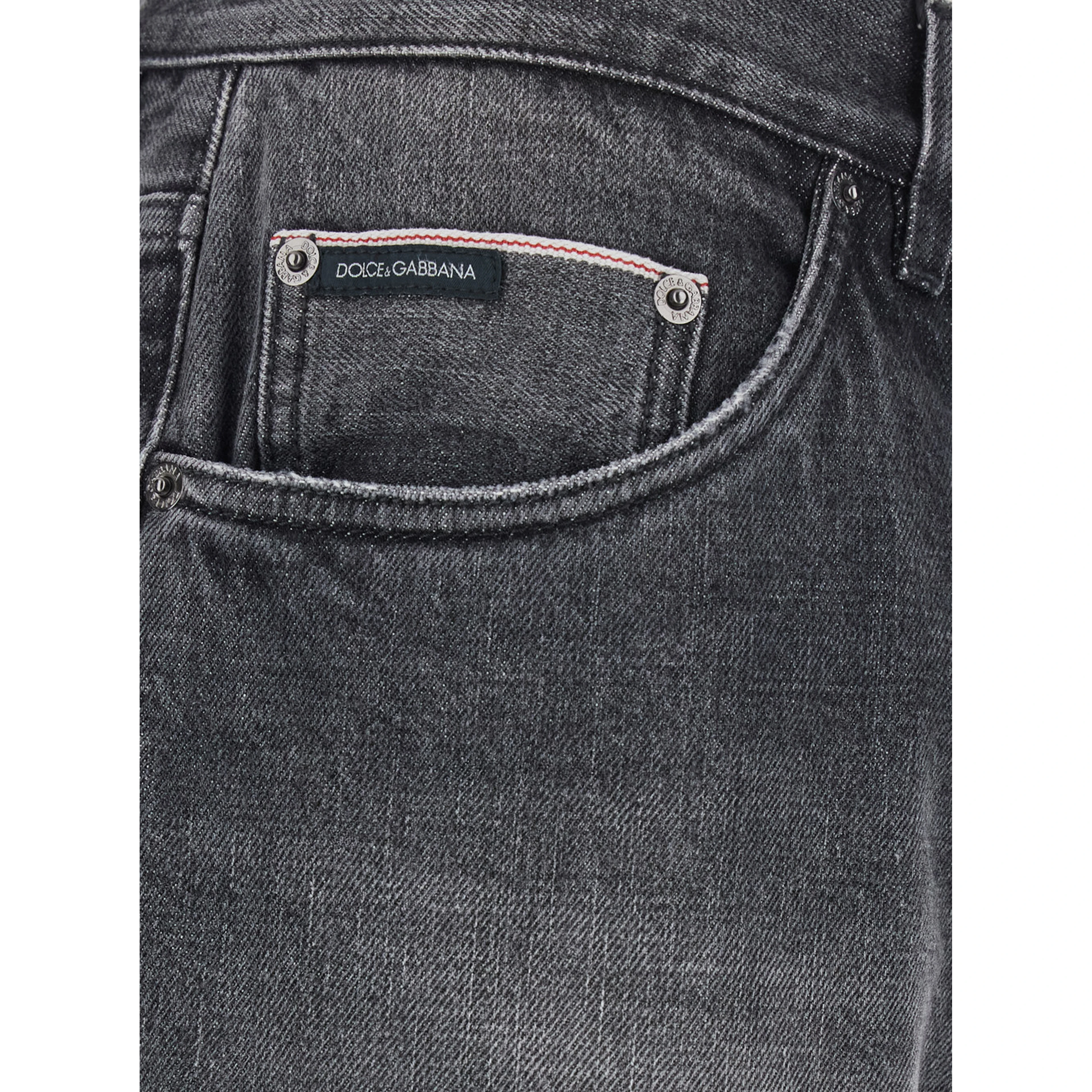 Gray Jeans with Logo Patch on the Pocket and Faded Effect in Denim for Men