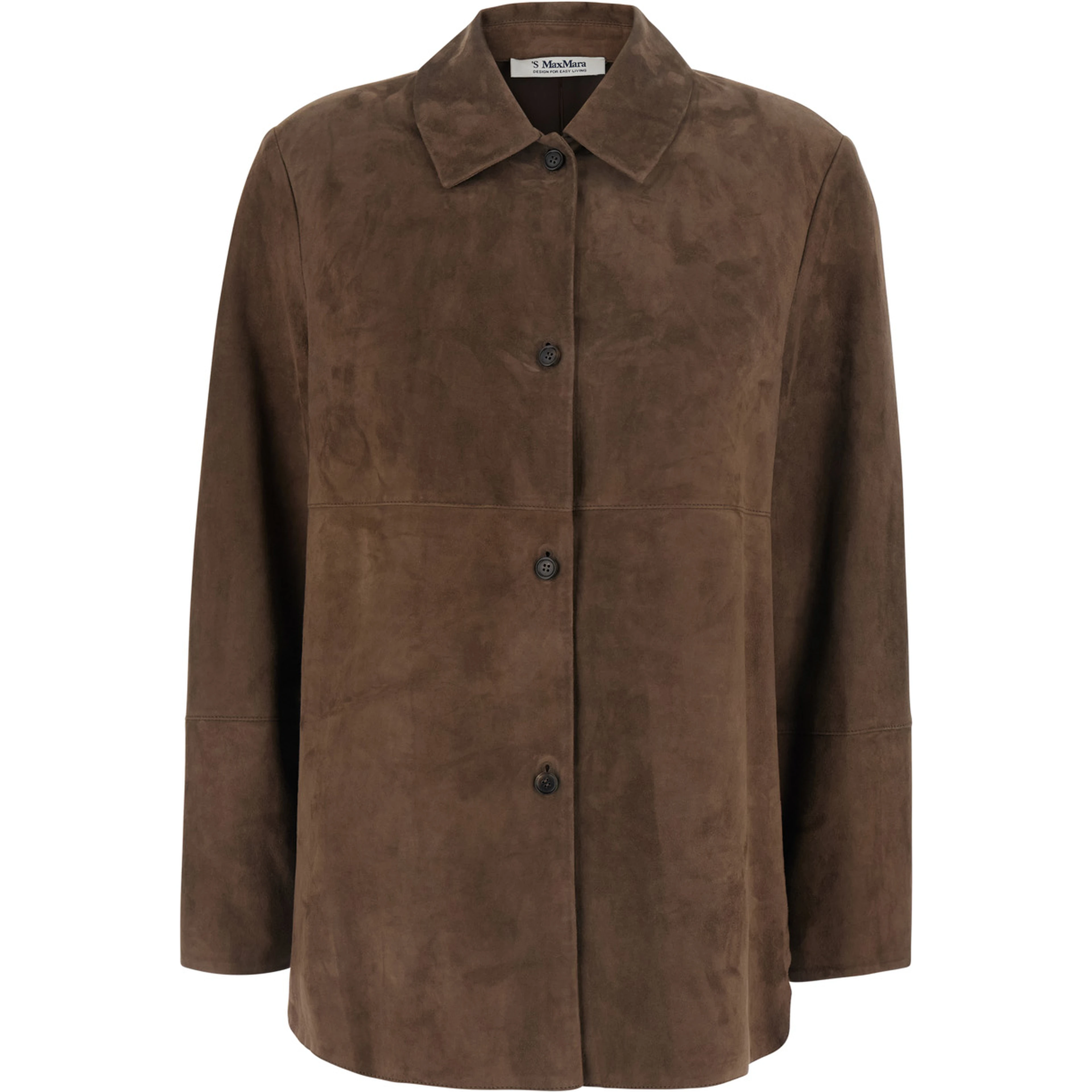Gocce Brown Shirt with classic collar in suede for women