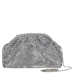 PETRA POUCH BAG with metal closure and removable crystal mesh shoulder strap for women