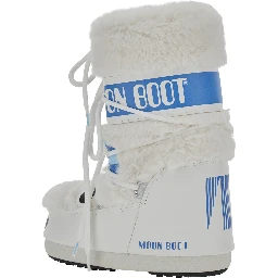 Icon Little Yeti White ankle boots with Fur Lining and Logo Lettering in Tech Fabric Girl
