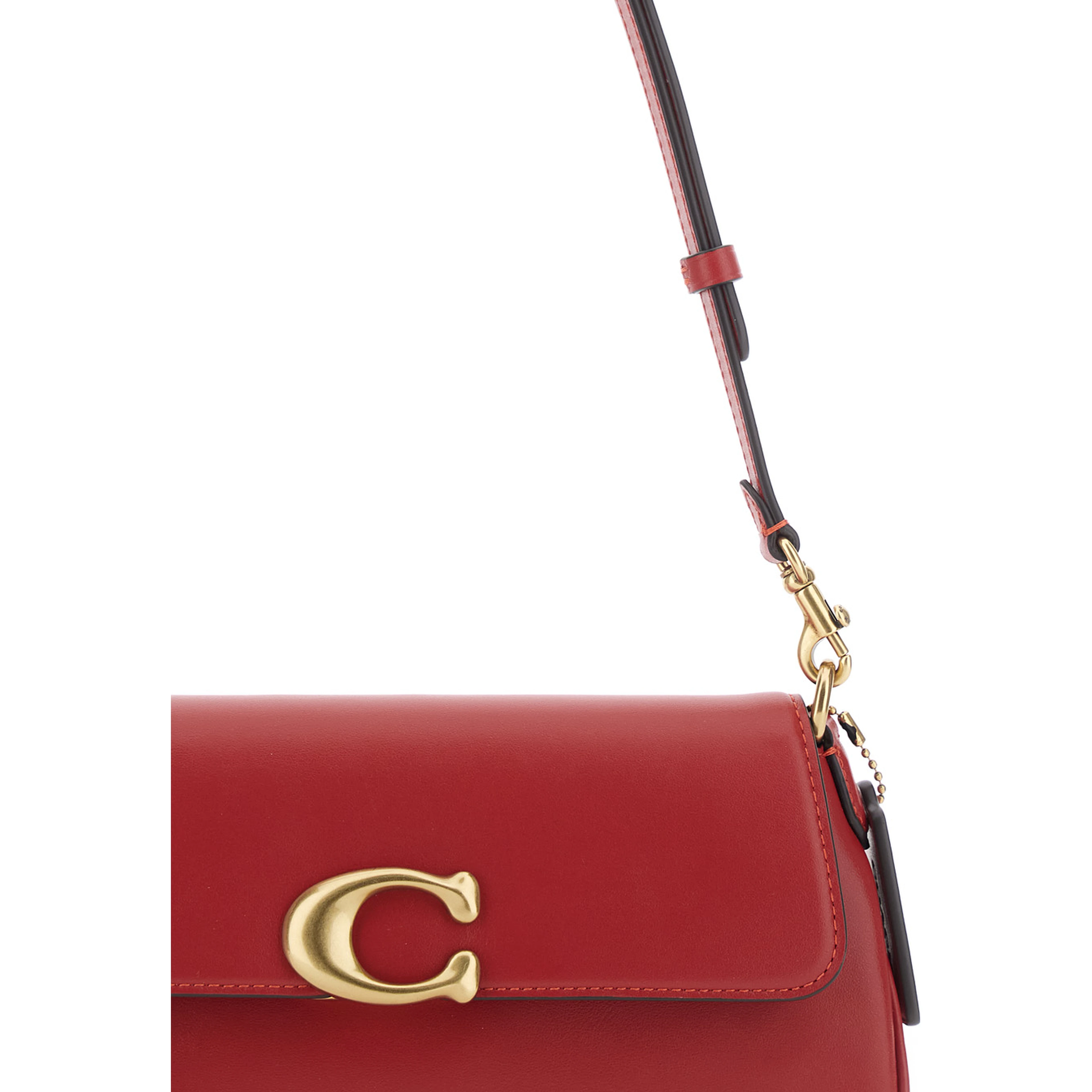 Red Crossbody bag with Logo Plaque on the Front and Adjustable and Removable Red Strap in Leather for Women