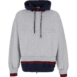 Grey Hoodie with embossed logo on the front in cotton blend Men
