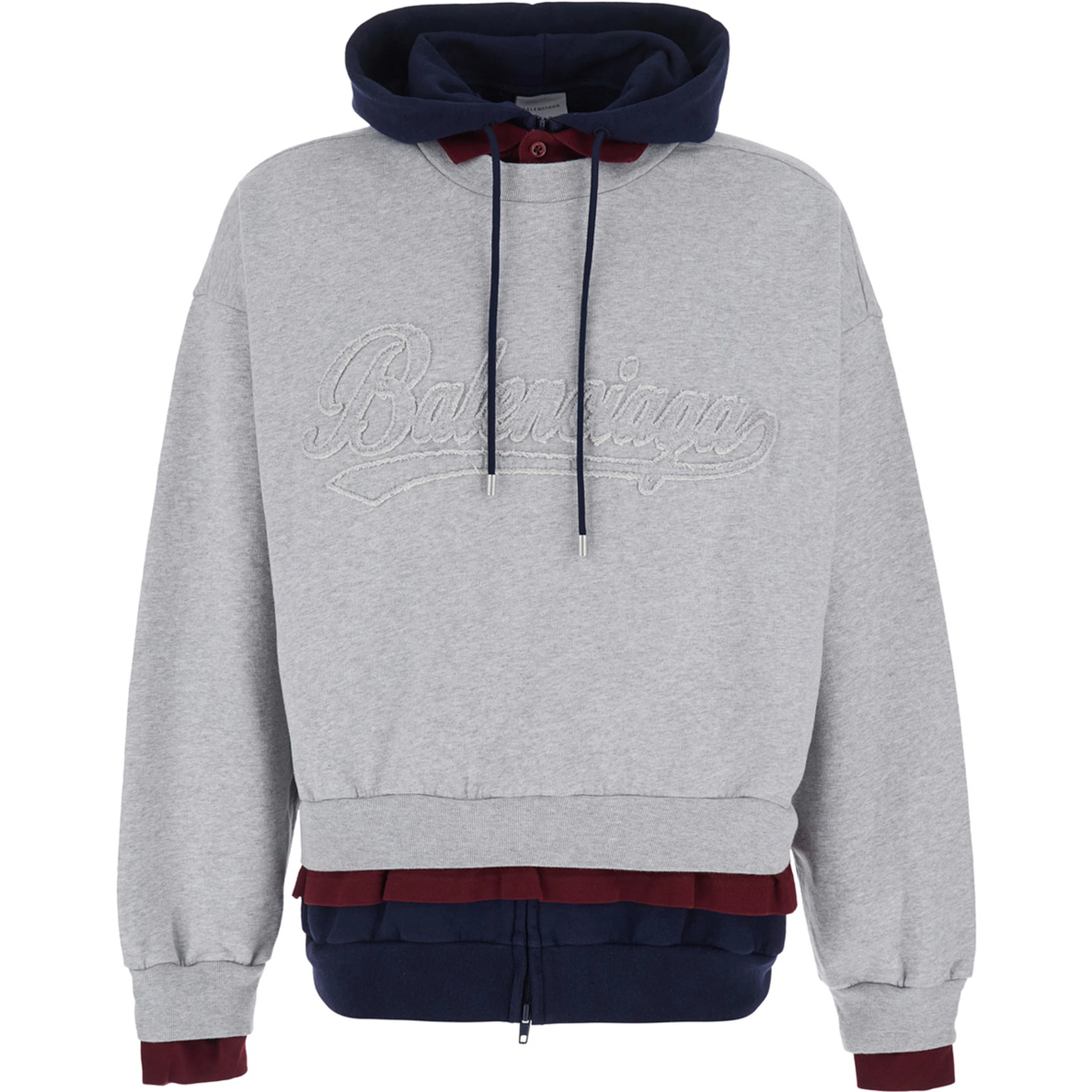 Grey Hoodie with embossed logo on the front in cotton blend Men