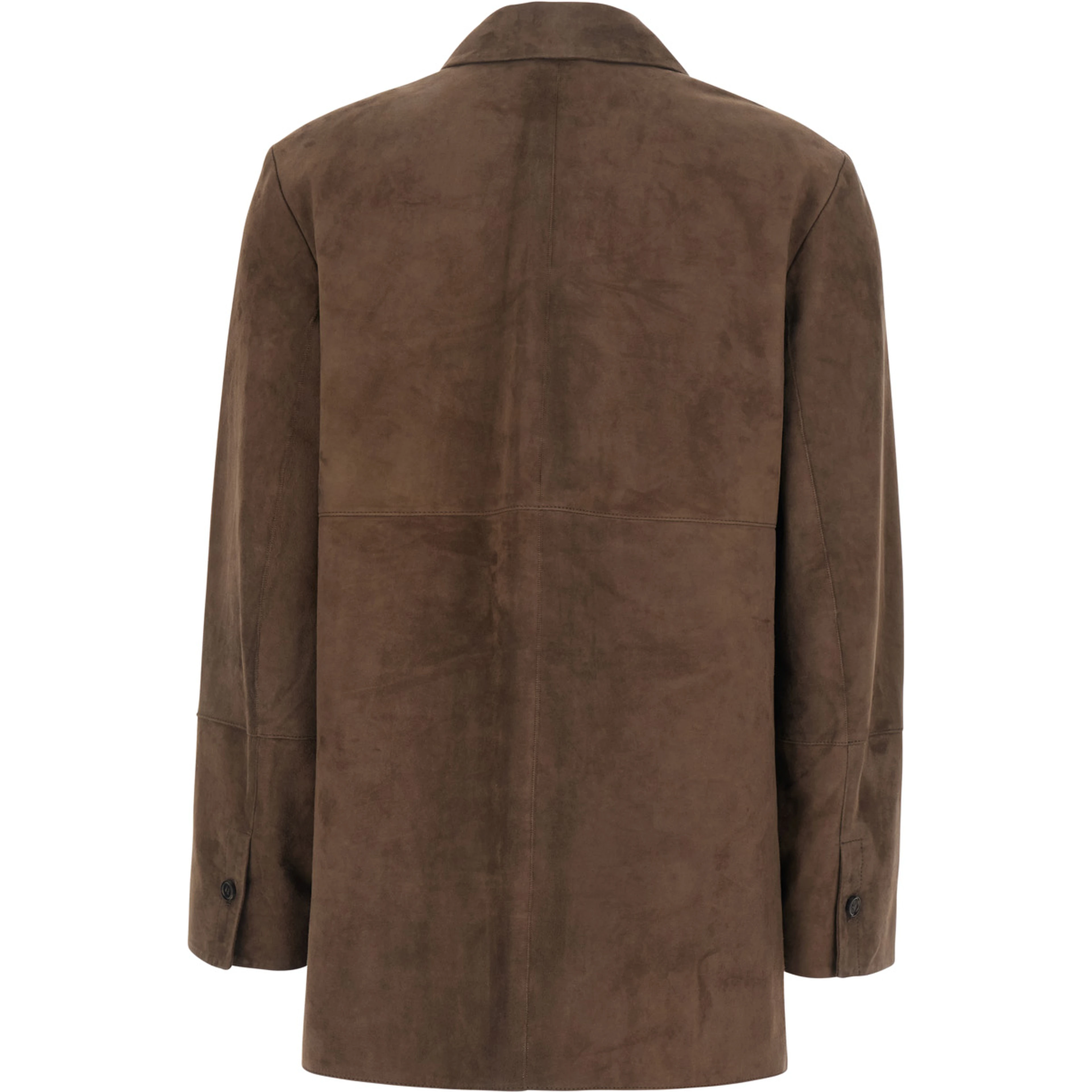 Gocce Brown Shirt with classic collar in suede for women