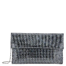 CLUTCH ENTIRELY COVERED IN STONES AND RHINESTONES with personalized shoulder strap and metal closure, black, woman