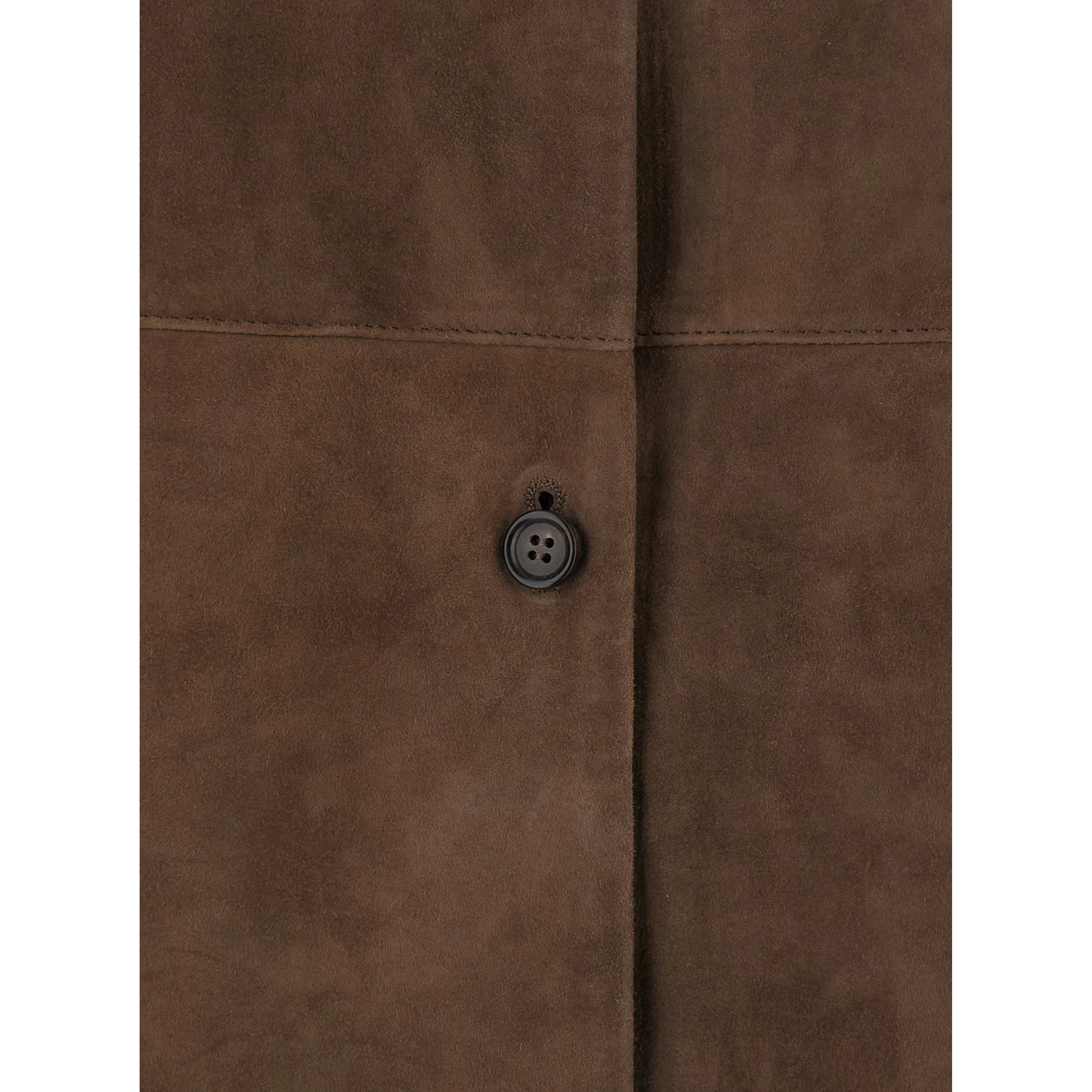 Gocce Brown Shirt with classic collar in suede for women