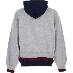 Grey Hoodie with embossed logo on the front in cotton blend Men