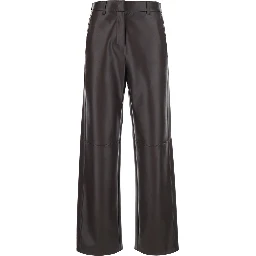 Sospiro Brown Pants with two Patch pockets on the in brown Ecoleather for women