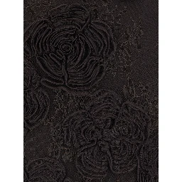 Brown Mini dress with all-over floral embroidery and long flared sleeves in Tech Fabric for women