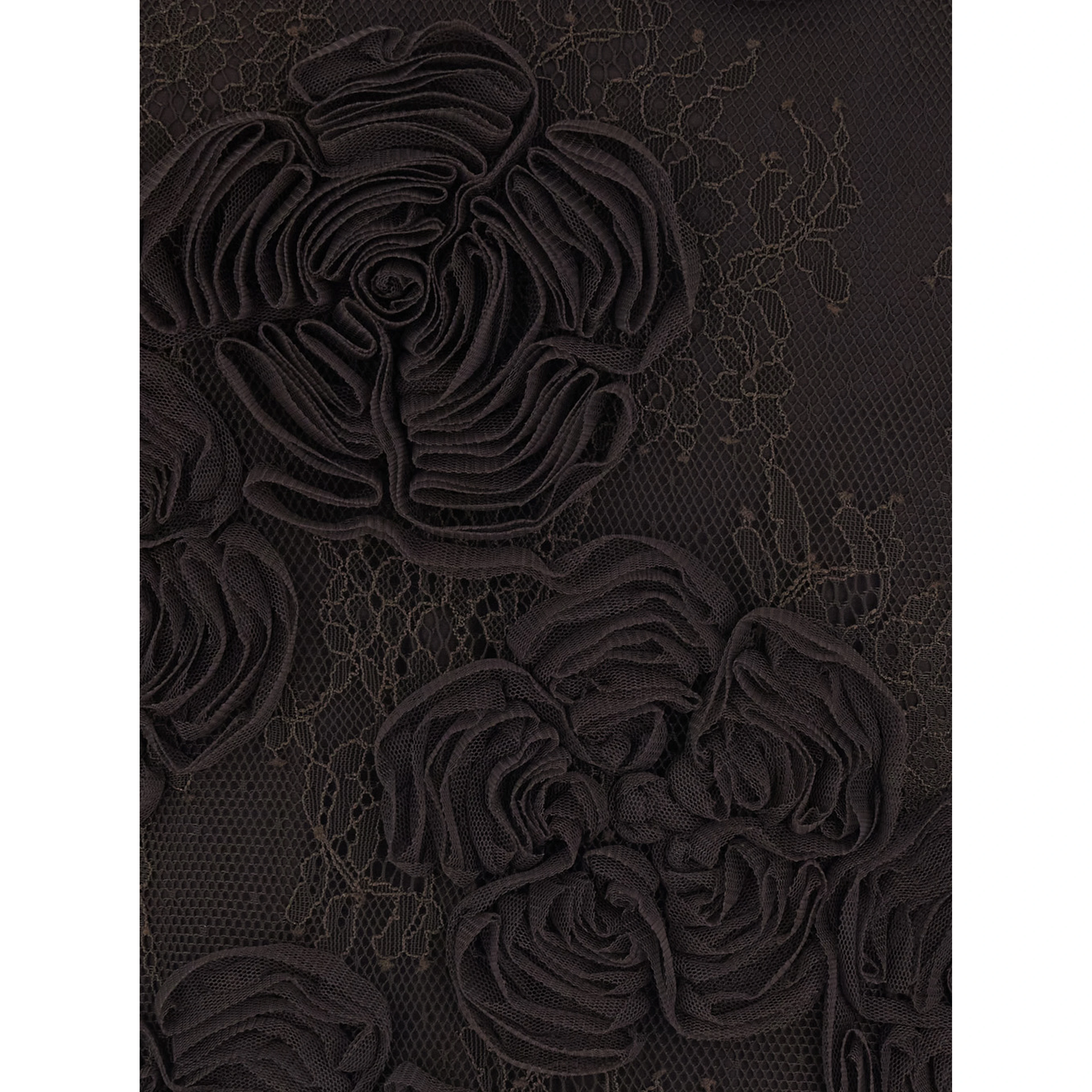 Brown Mini dress with all-over floral embroidery and long flared sleeves in Tech Fabric for women