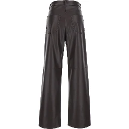 Sospiro Brown Pants with two Patch pockets on the in brown Ecoleather for women