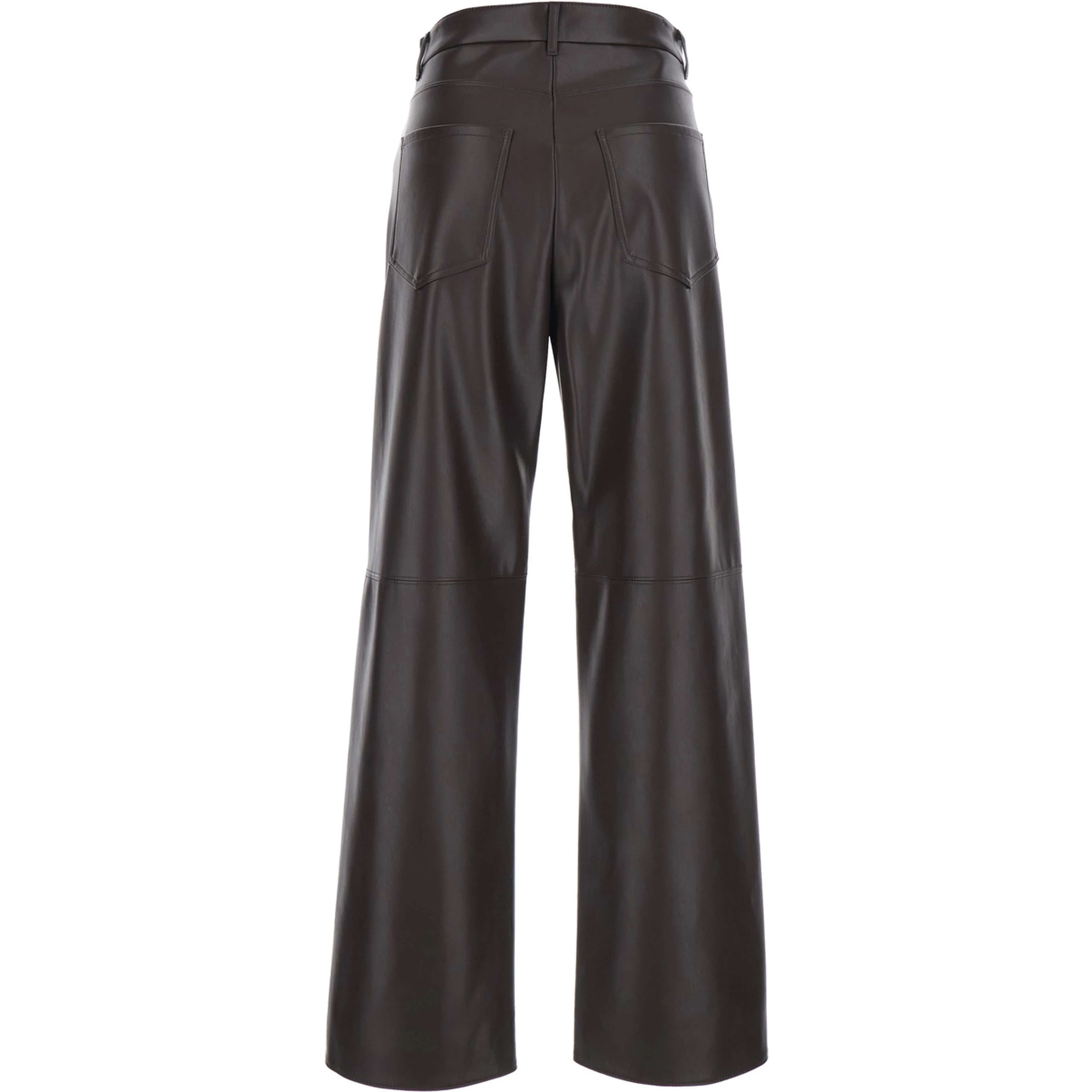 Sospiro Brown Pants with two Patch pockets on the in brown Ecoleather for women