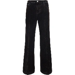 Brown Jeans with Logo Patch on the Back in Denim for Men