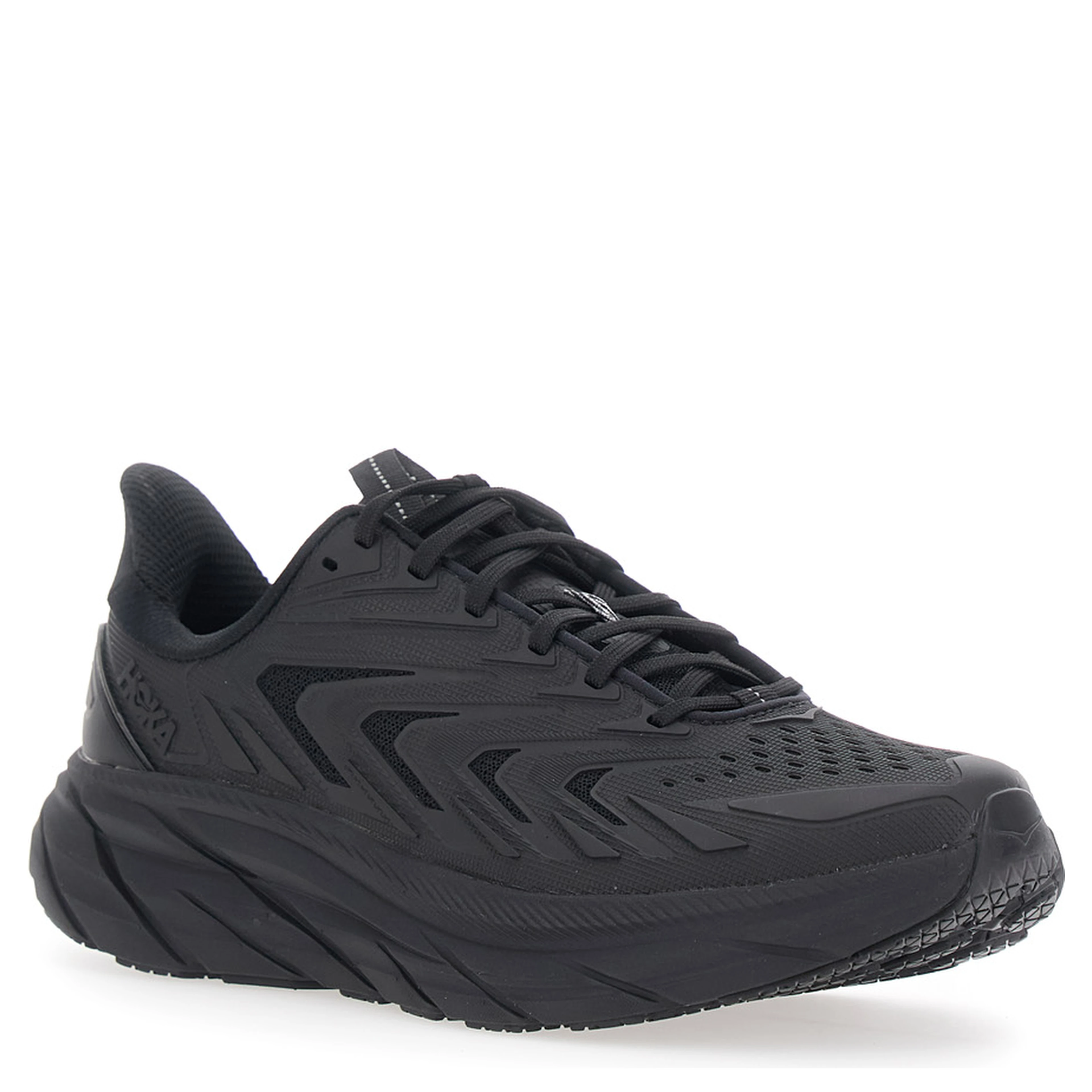 CLIFTON UTL is a running shoe with cushioned sole, tech fabric, black color and unisex