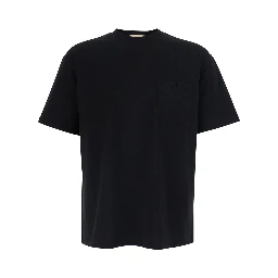 black T-SHIRT with pocket with metallic VLogo in cotton for men