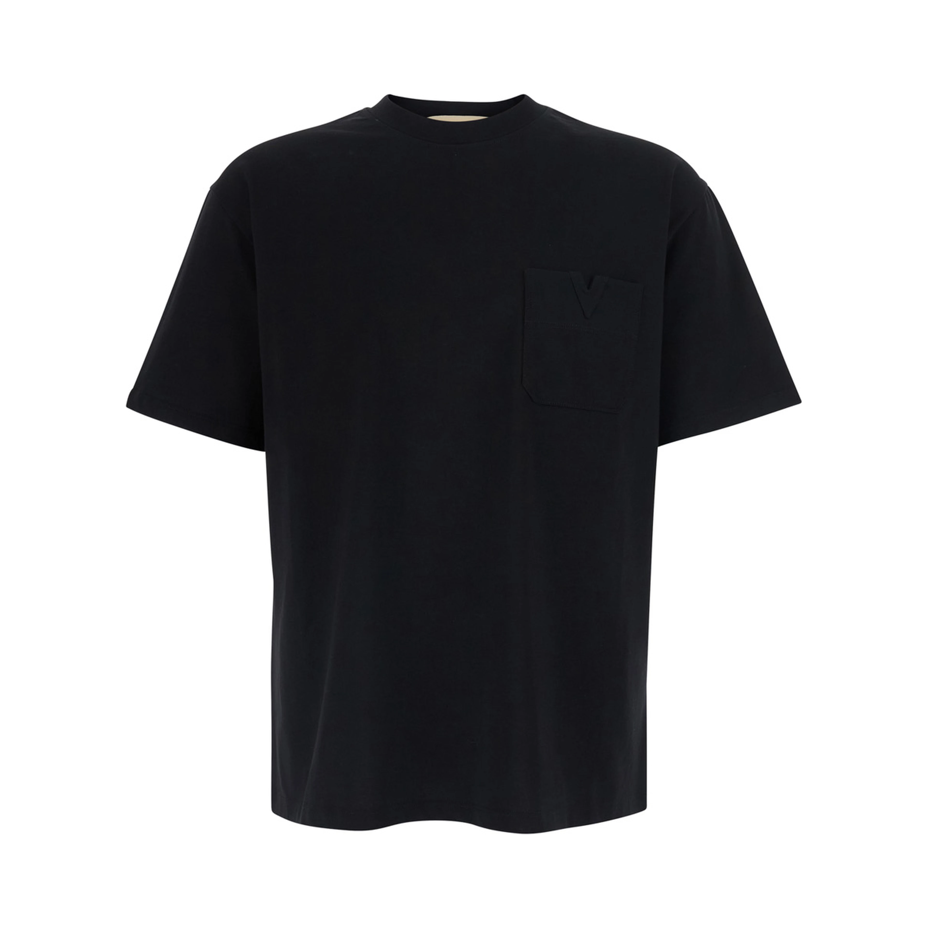 black T-SHIRT with pocket with metallic VLogo in cotton for men