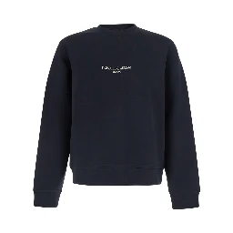 blue Sweatshirt with Logo lettering on the front in cotton for men