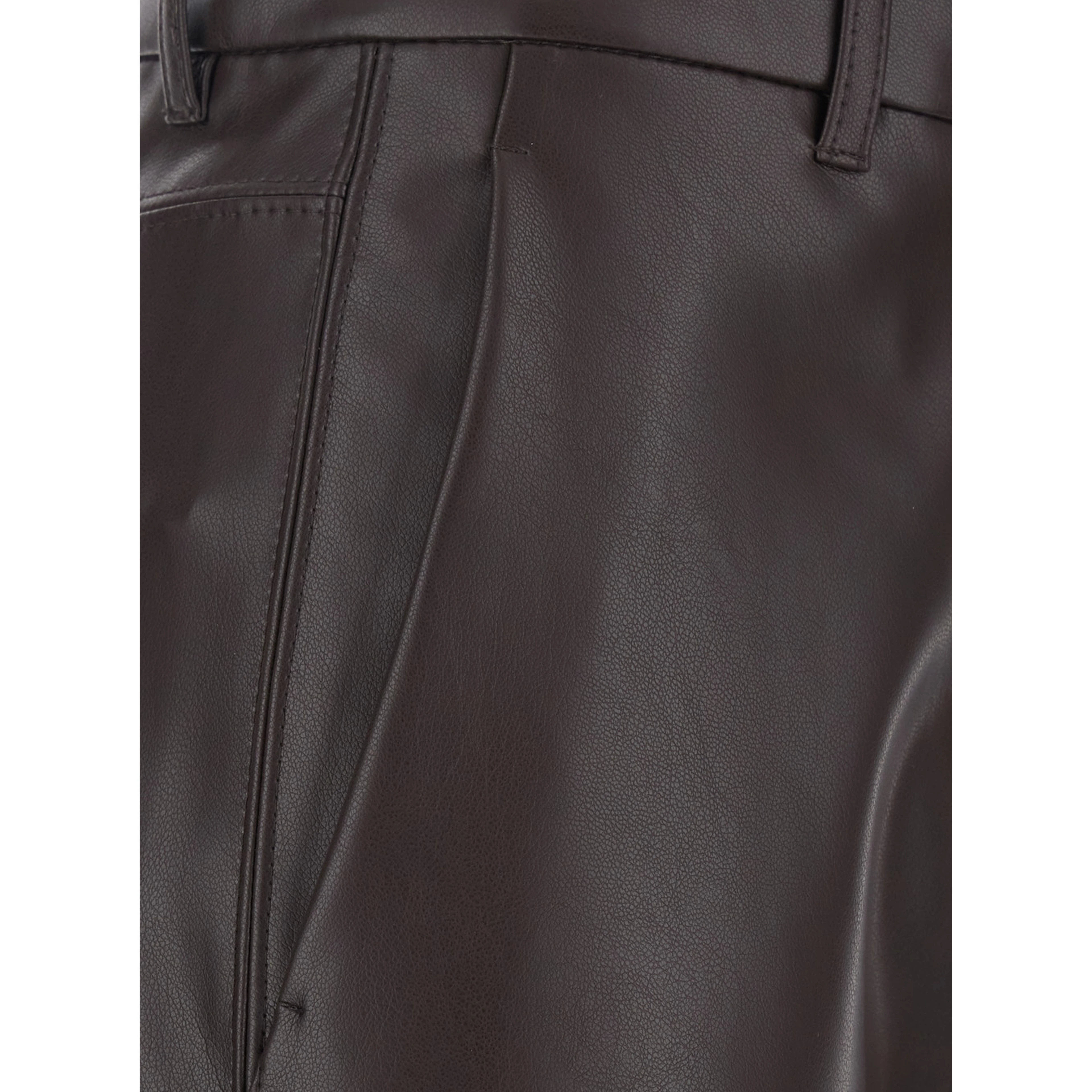 Sospiro Brown Pants with two Patch pockets on the in brown Ecoleather for women
