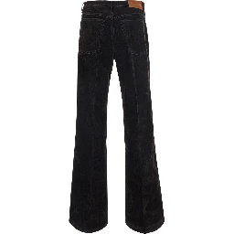Brown Jeans with Logo Patch on the Back in Denim for Men