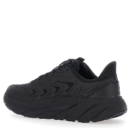 CLIFTON UTL is a running shoe with cushioned sole, tech fabric, black color and unisex