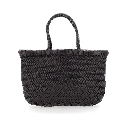 Handbag Flat Gora Mini with Two Top Handles and Ecoleather Intreccio Design
