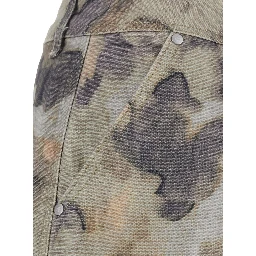 Beige Cargo Pants with Front Pockets and All-Over Print in Tech Fabric for Men