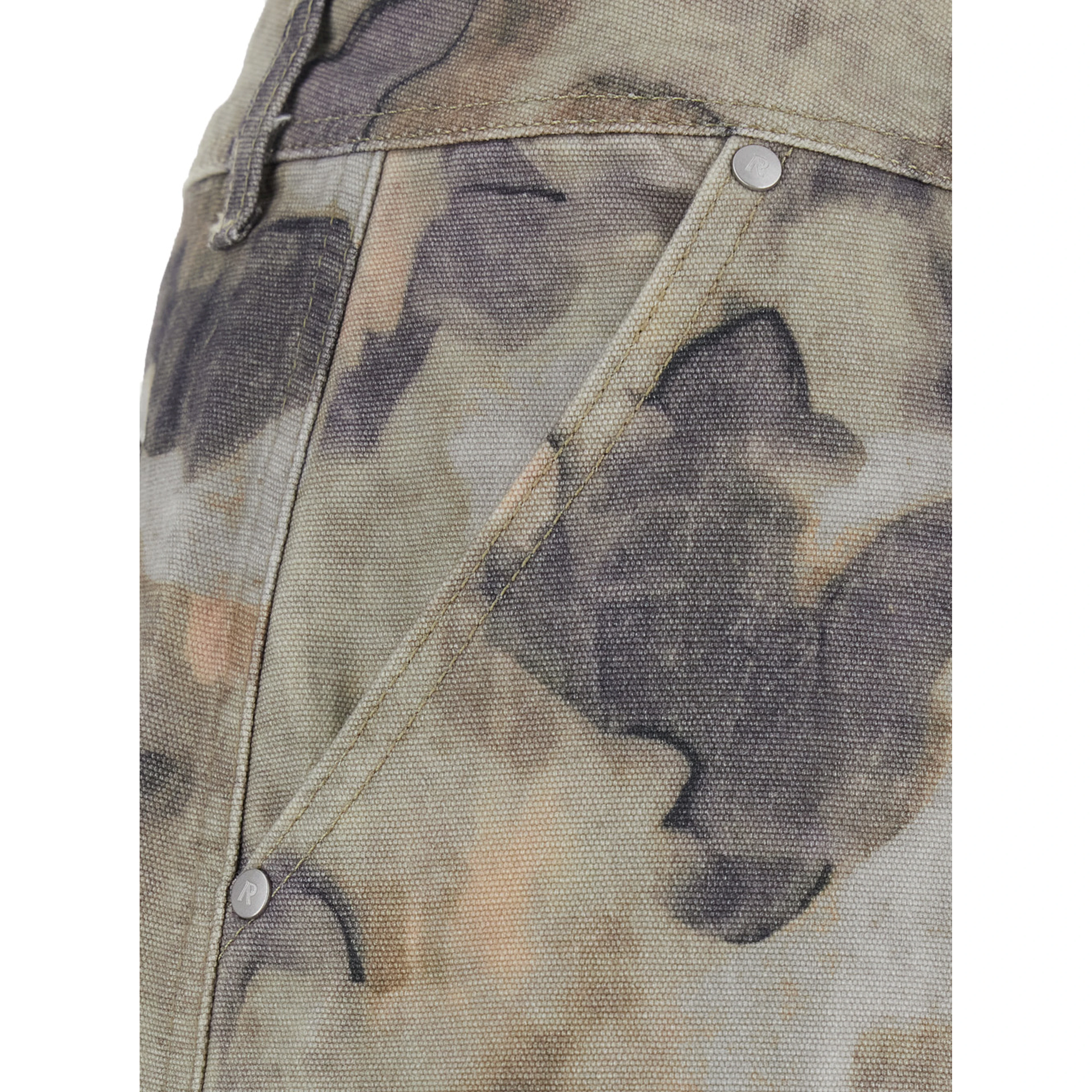 Beige Cargo Pants with Front Pockets and All-Over Print in Tech Fabric for Men