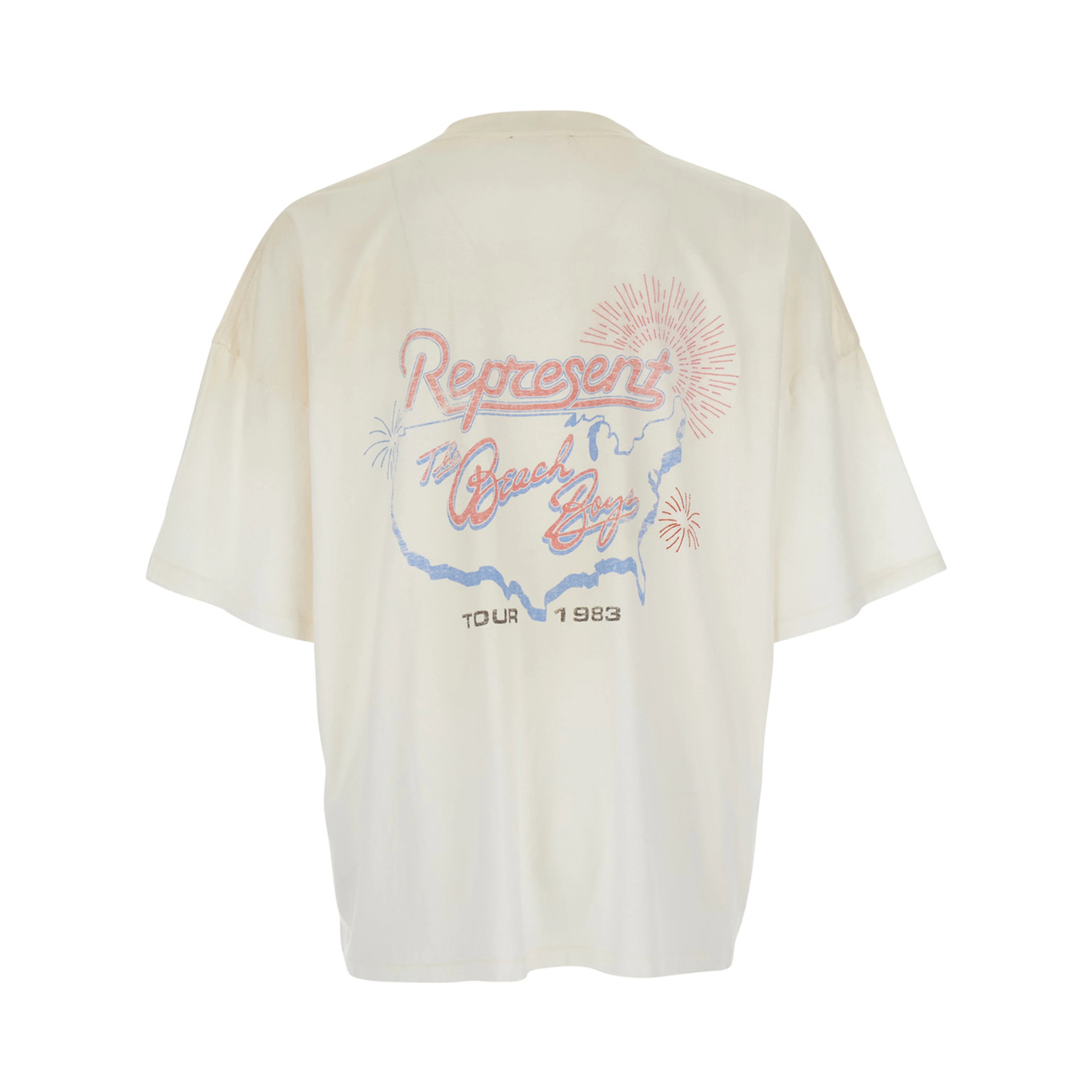 White Crew Neck T-Shirt with Maxi Print on Front and Back in Cotton for Men