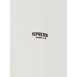 white T-shirt with logo on the front, back and sleeve in cotton for men