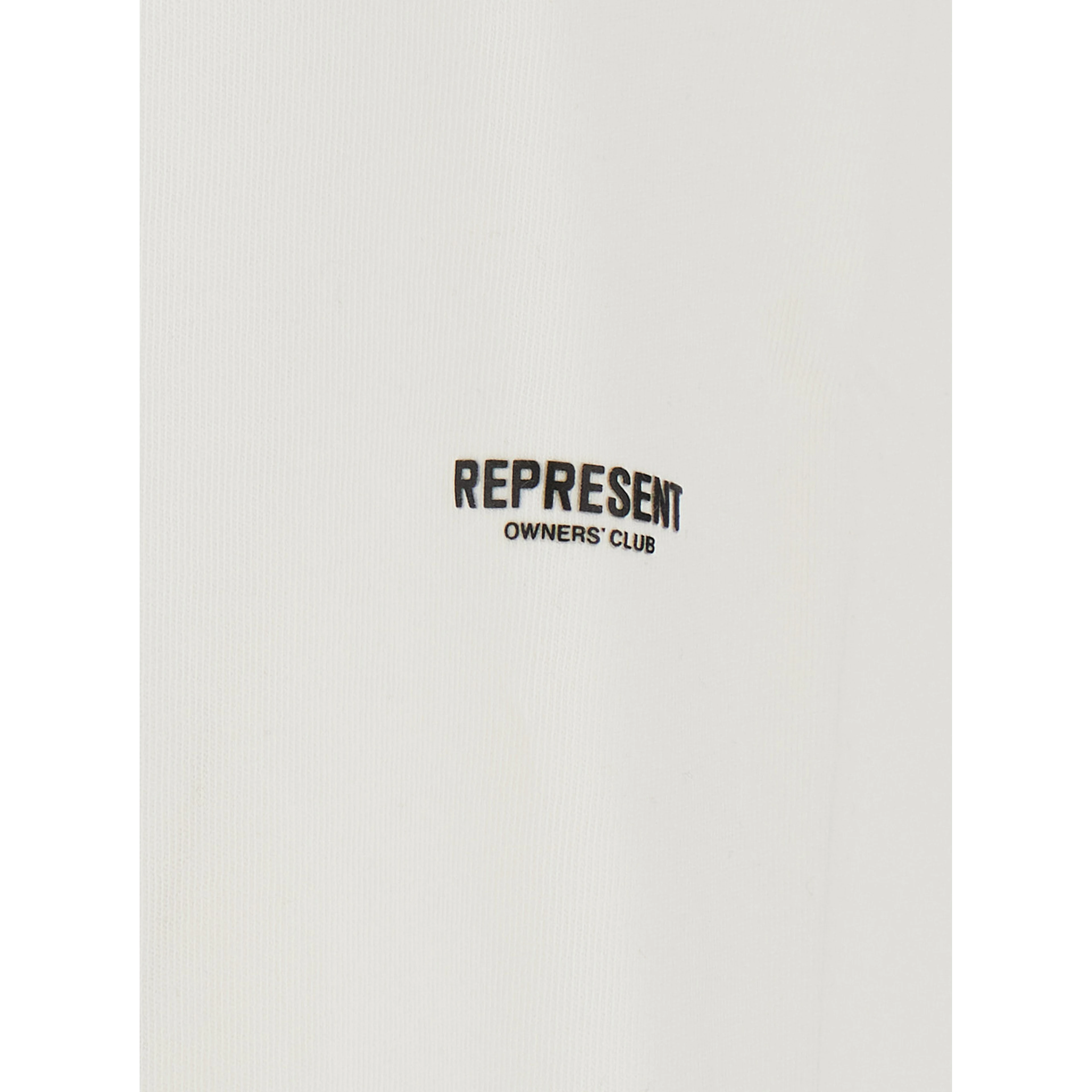white T-shirt with logo on the front, back and sleeve in cotton for men