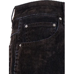 Brown Jeans with Logo Patch on the Back in Denim for Men