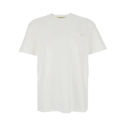 white T-SHIRT with pocket with metallic VLogo in cotton for men
