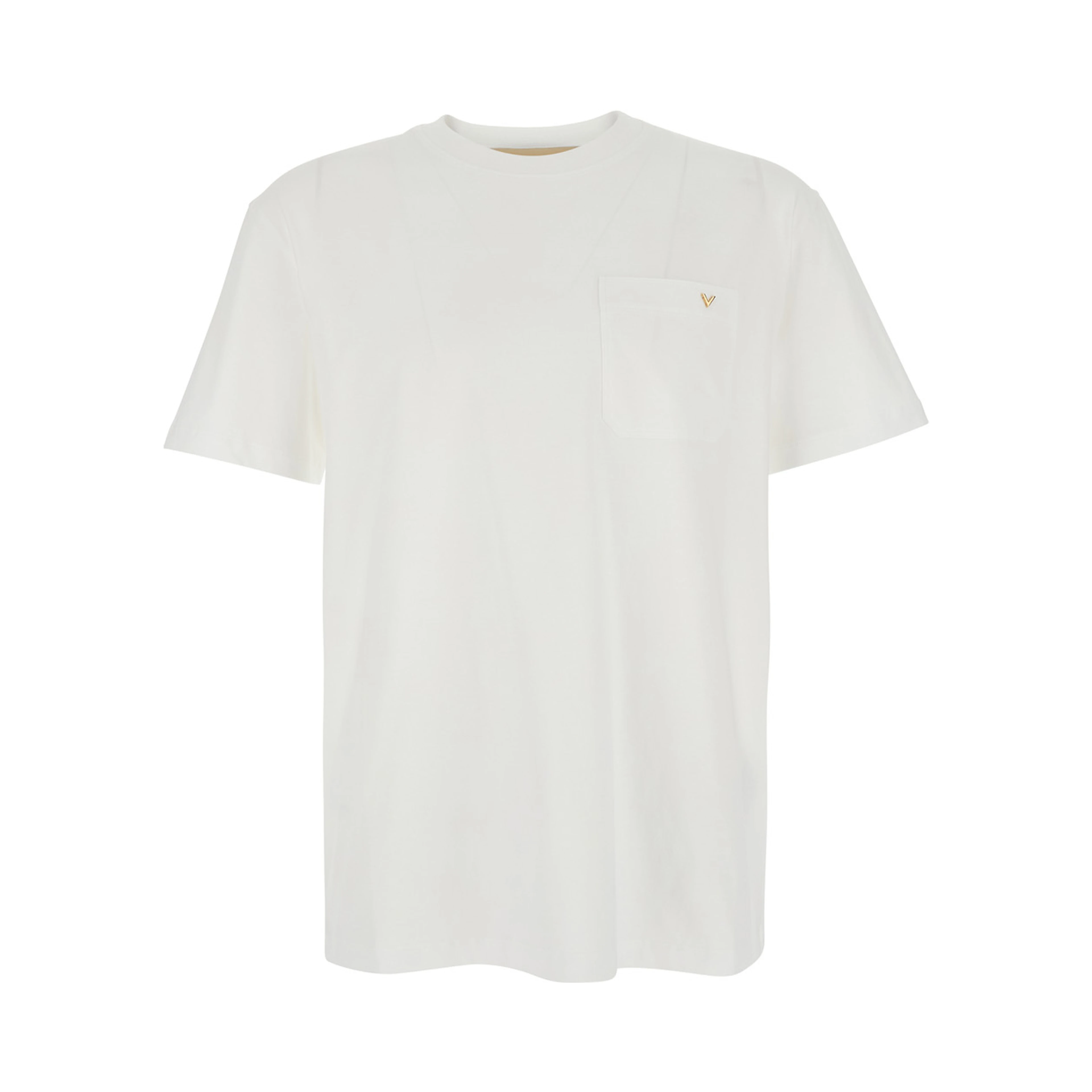 white T-SHIRT with pocket with metallic VLogo in cotton for men