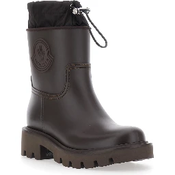 Kickstream Brown Rain Boots with Logo on the Side and Drawstring Closure in PVC for Women