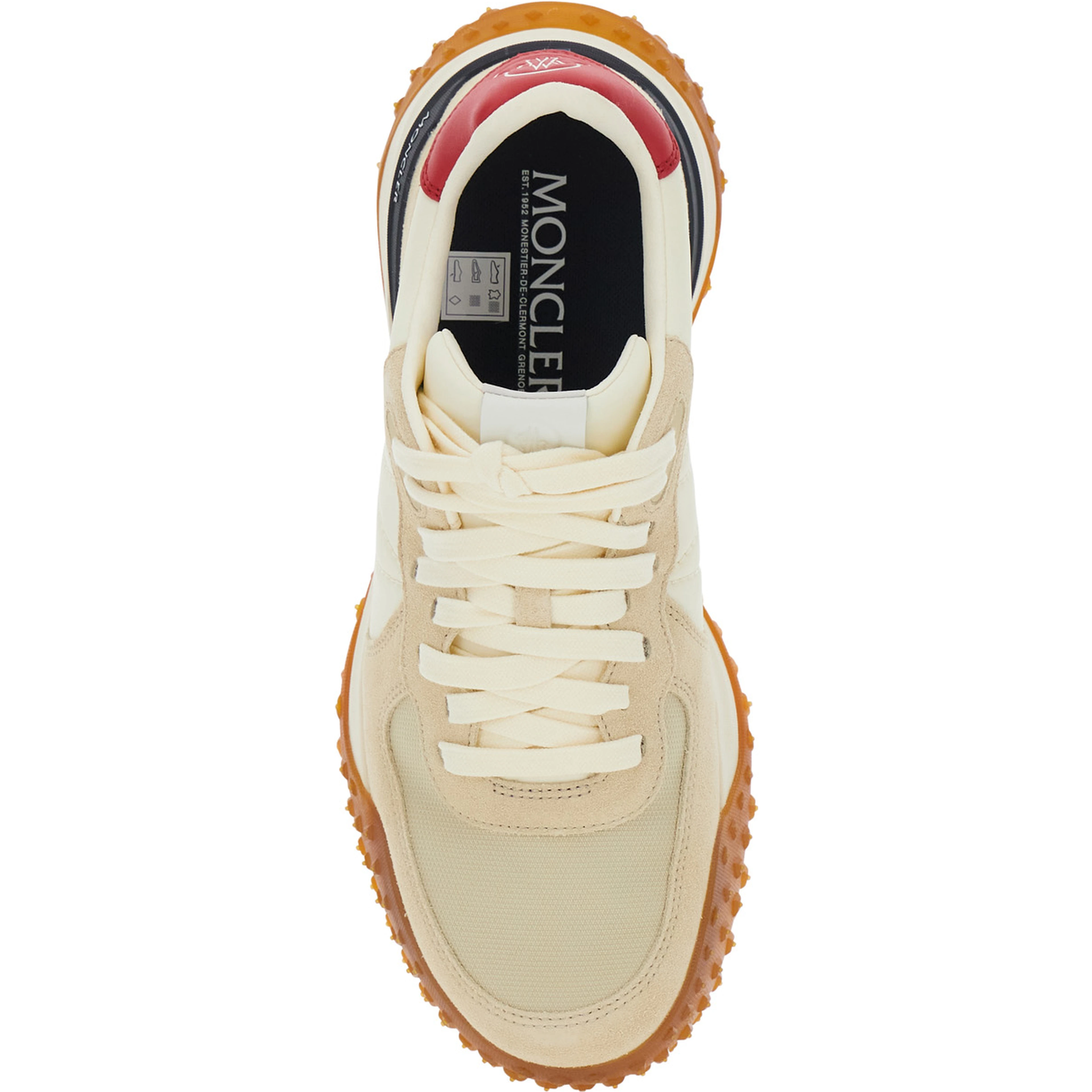 Beige Low Top Sneakers with Logo Patch on the Back and Panelled Design in Leather and Tech Fabric for Women