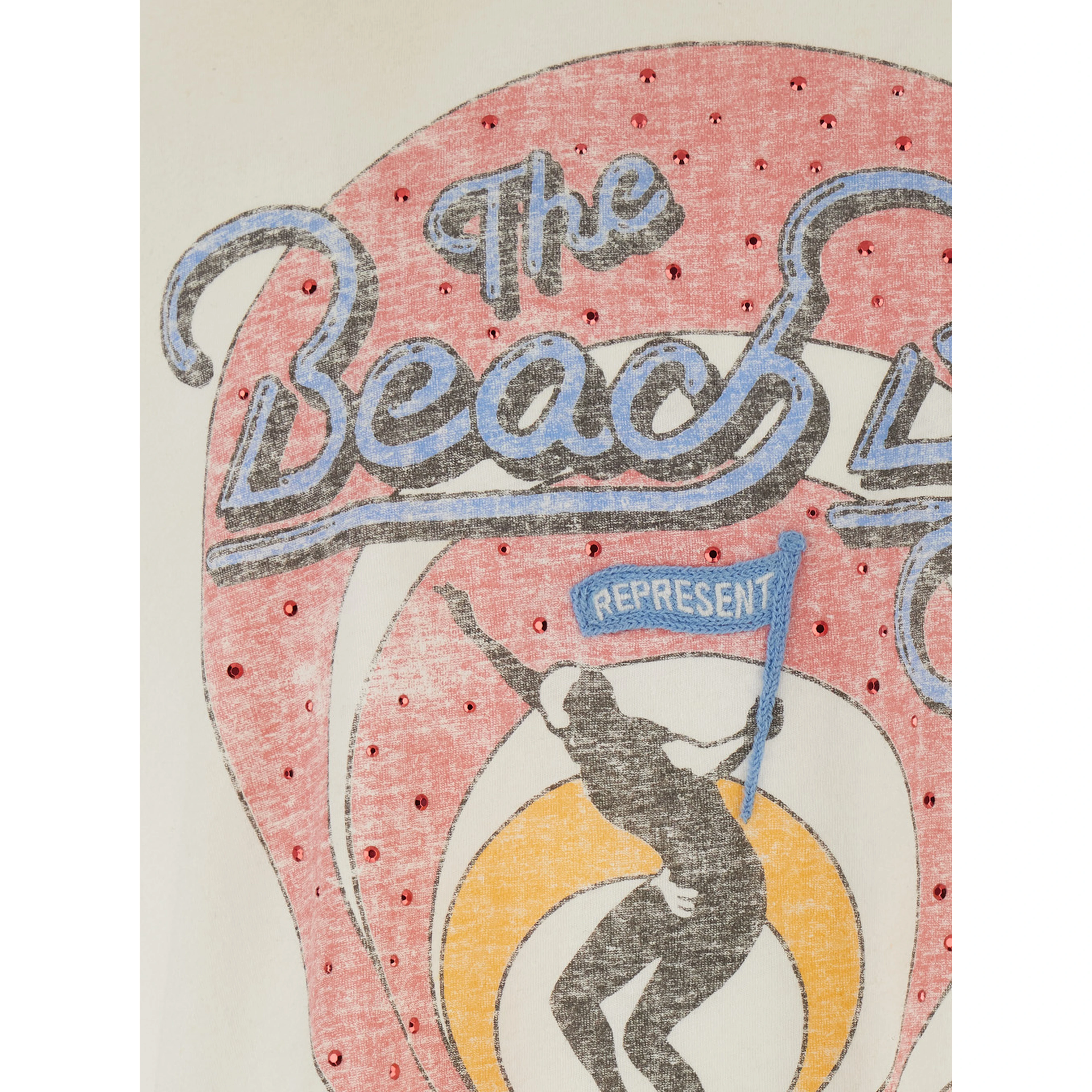 White Crew Neck T-Shirt with Maxi Print on Front and Back in Cotton for Men