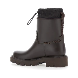 Kickstream Brown Rain Boots with Logo on the Side and Drawstring Closure in PVC for Women