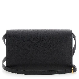Shoulder Bag Symmetry with Clasp in Grained Black Leather for Women