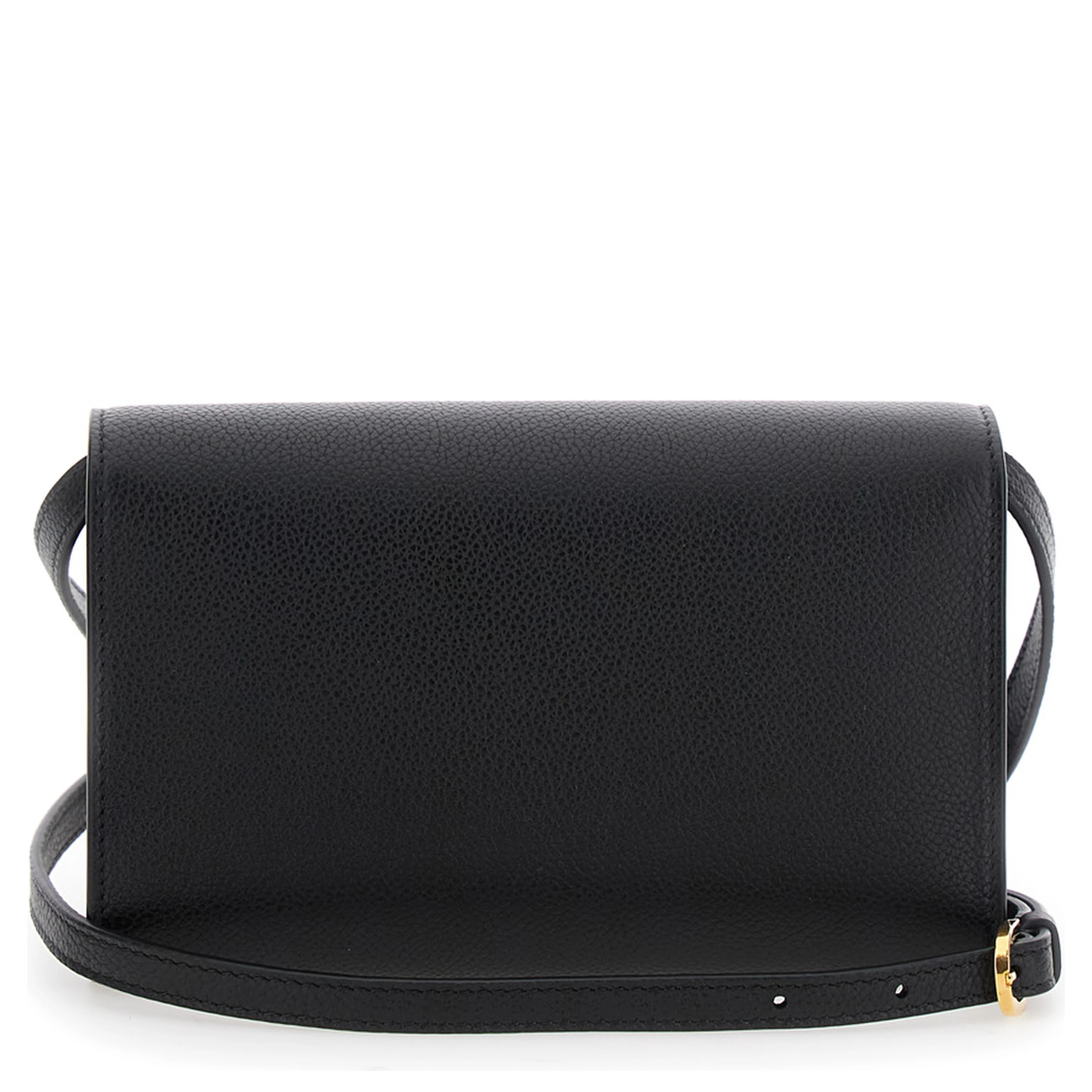 Shoulder Bag Symmetry with Clasp in Grained Black Leather for Women