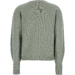 Green Crew-Neck Short Design Sweater in Wool and Cashmere Blend for Women