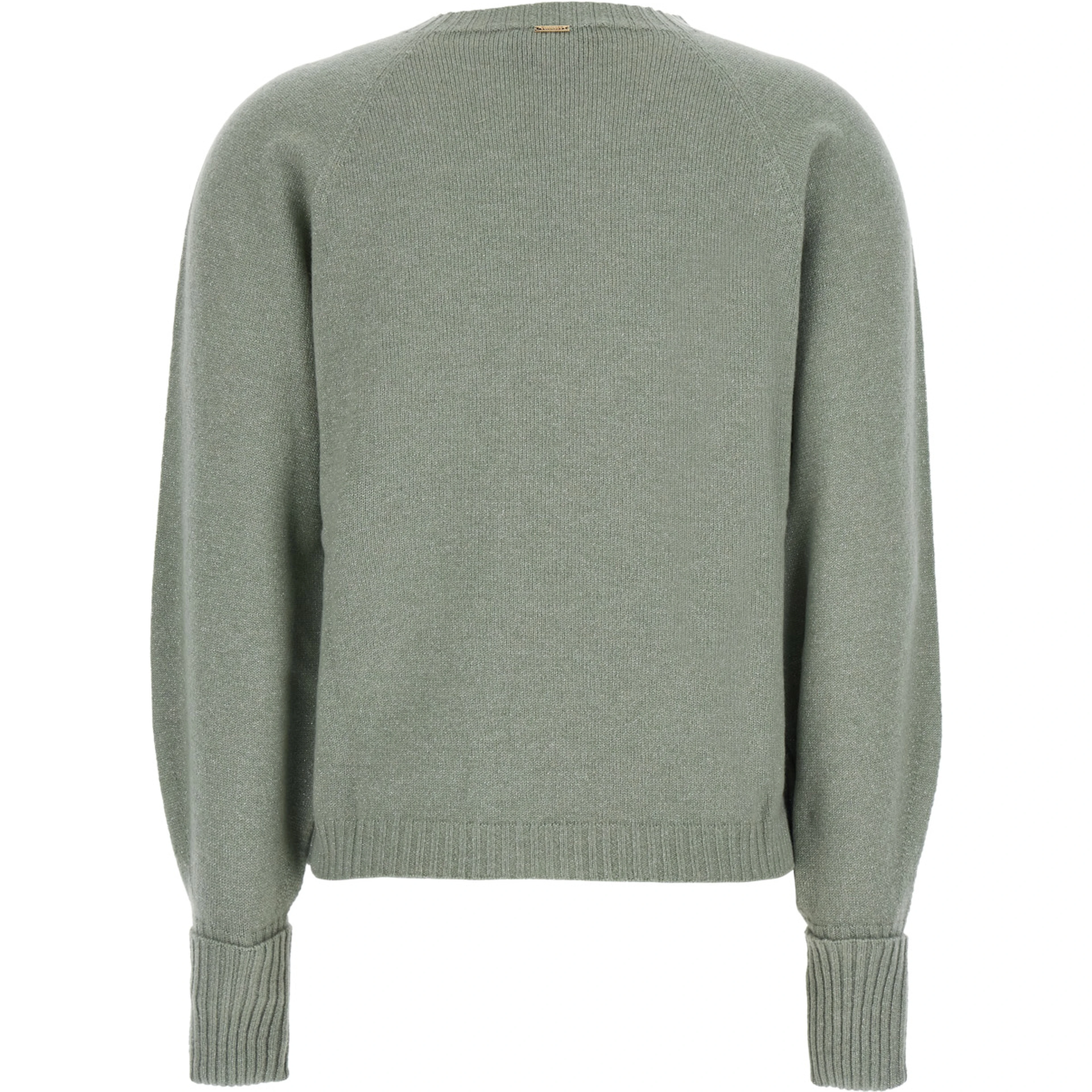 Green Crew-Neck Short Design Sweater in Wool and Cashmere Blend for Women