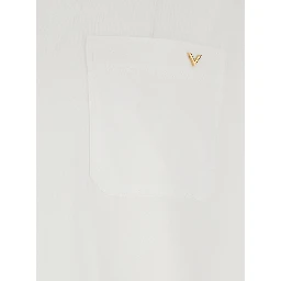 white T-SHIRT with pocket with metallic VLogo in cotton for men