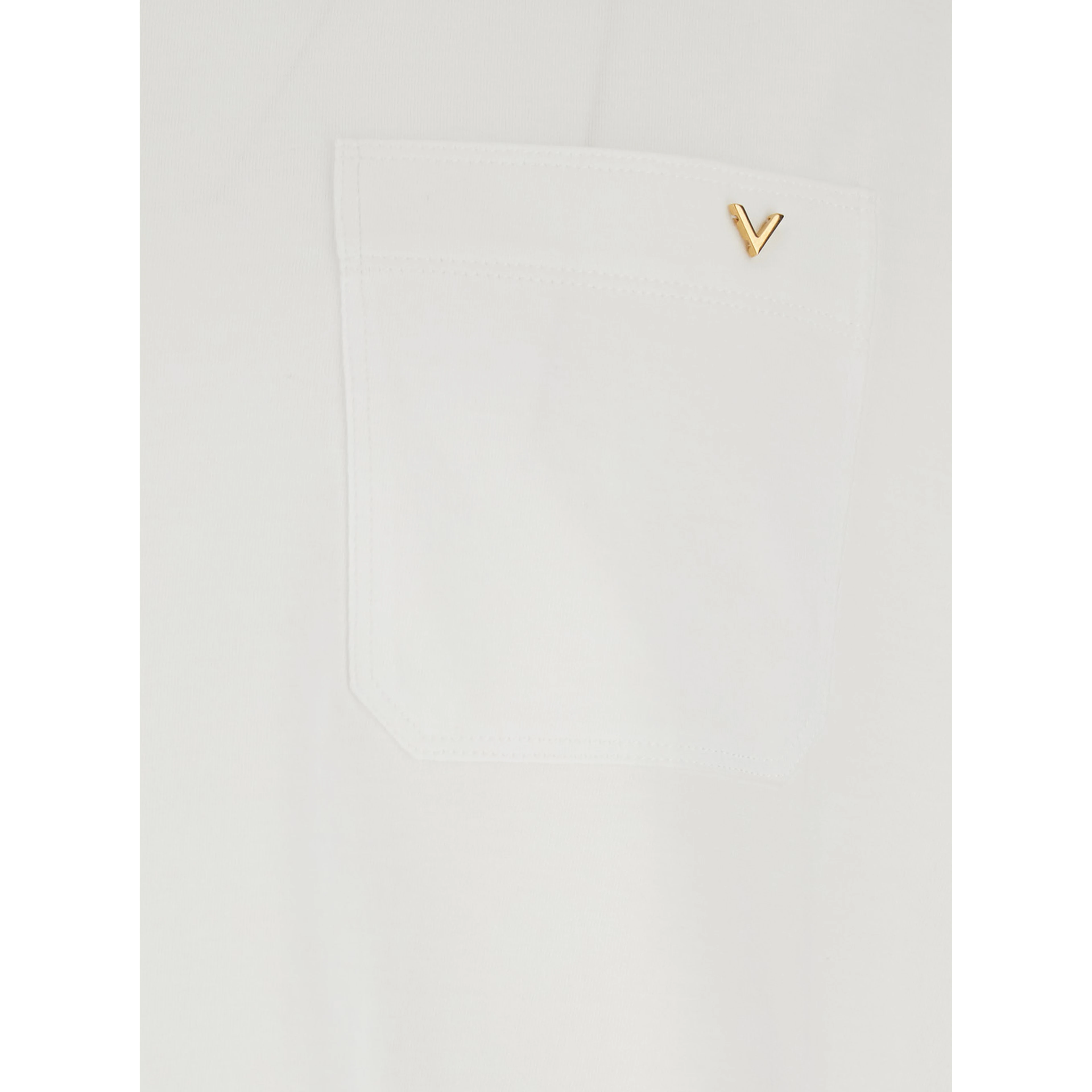 white T-SHIRT with pocket with metallic VLogo in cotton for men
