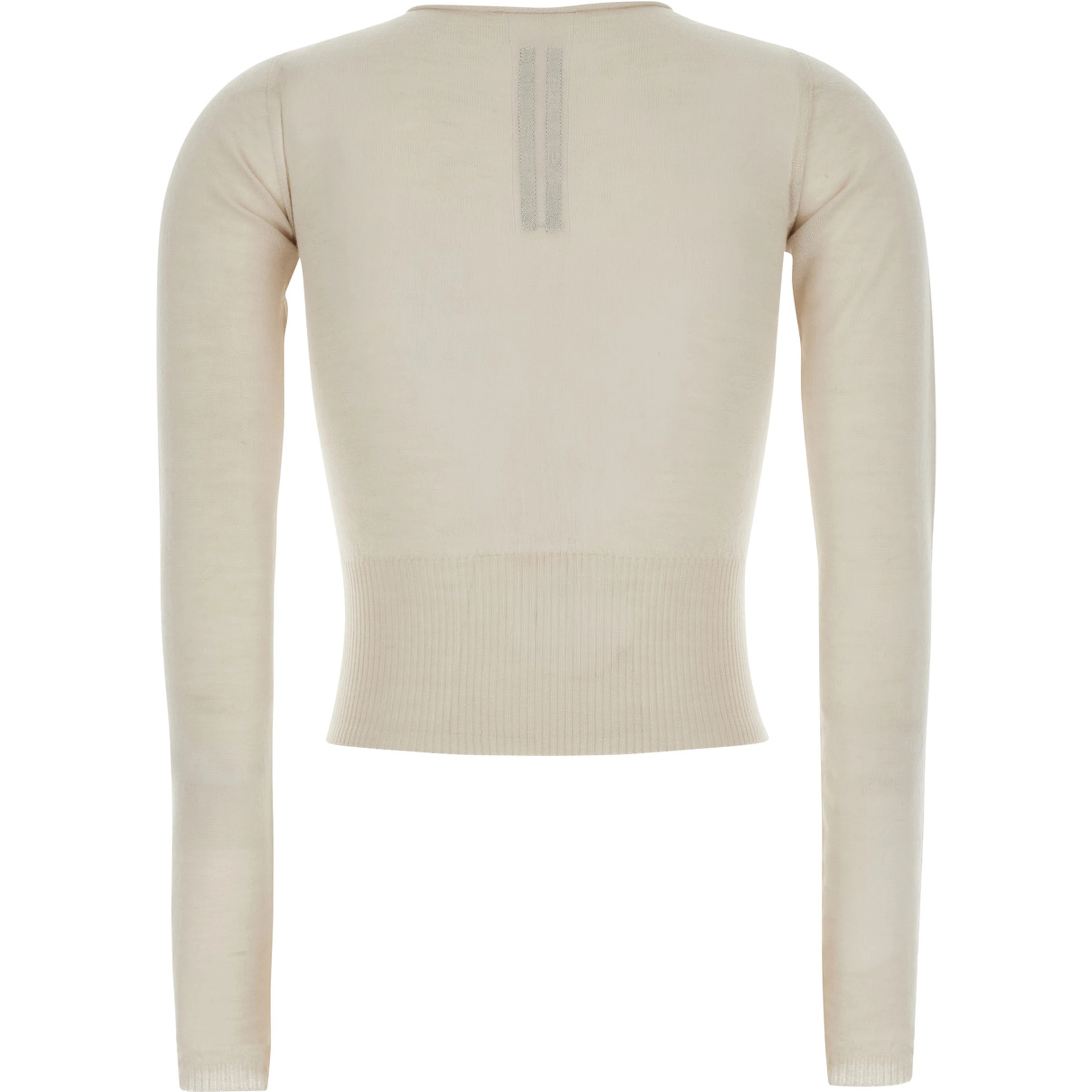 Beige Cropped Sweater with Front Cut-Out and Ribbed Trims in Cashmere for Women