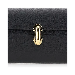 Shoulder Bag Symmetry with Clasp in Grained Black Leather for Women