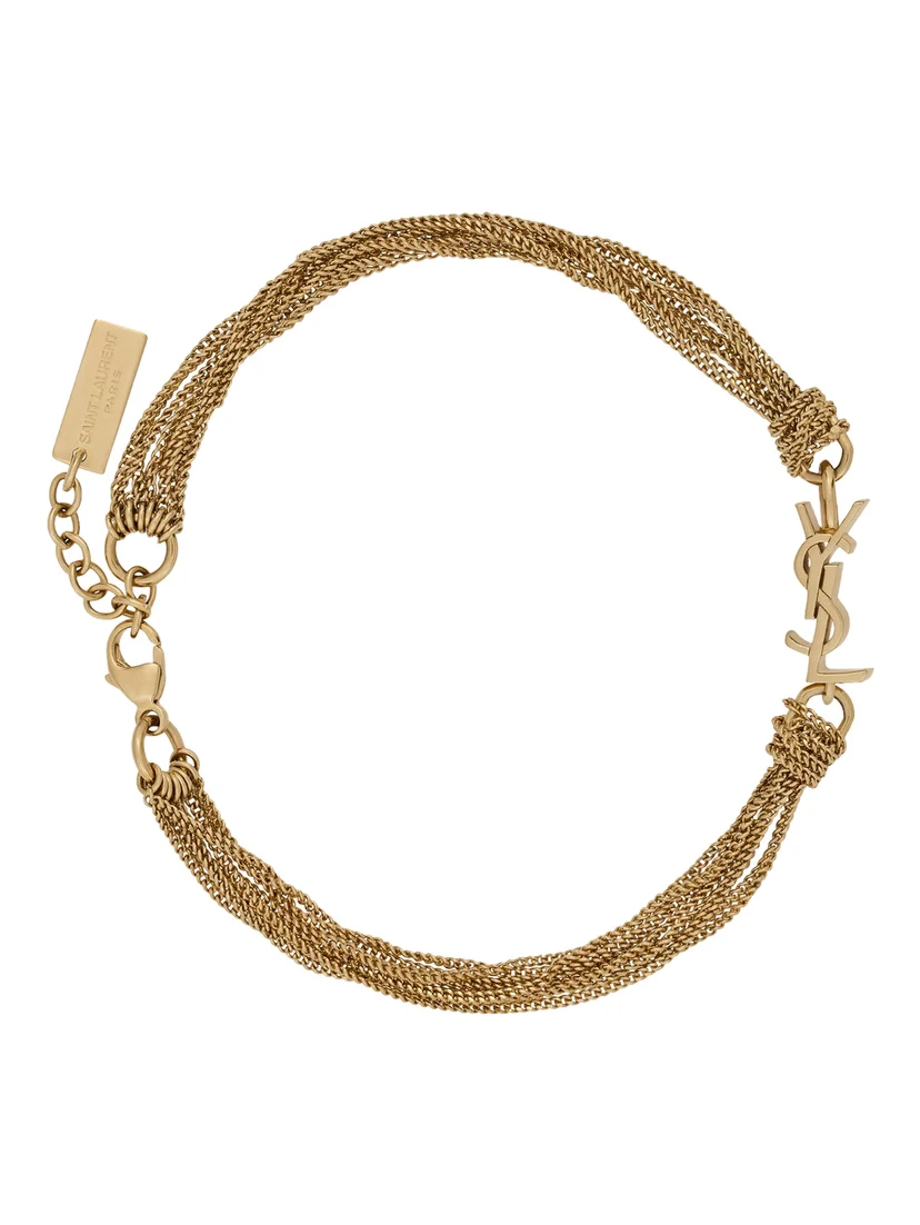 Bracelet with Cassandre Charm and Adjustable Claw Clasp in Metallic Brass for Women