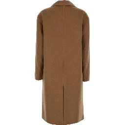 Brown Double-breasted coat with notched revers in wool blend for women