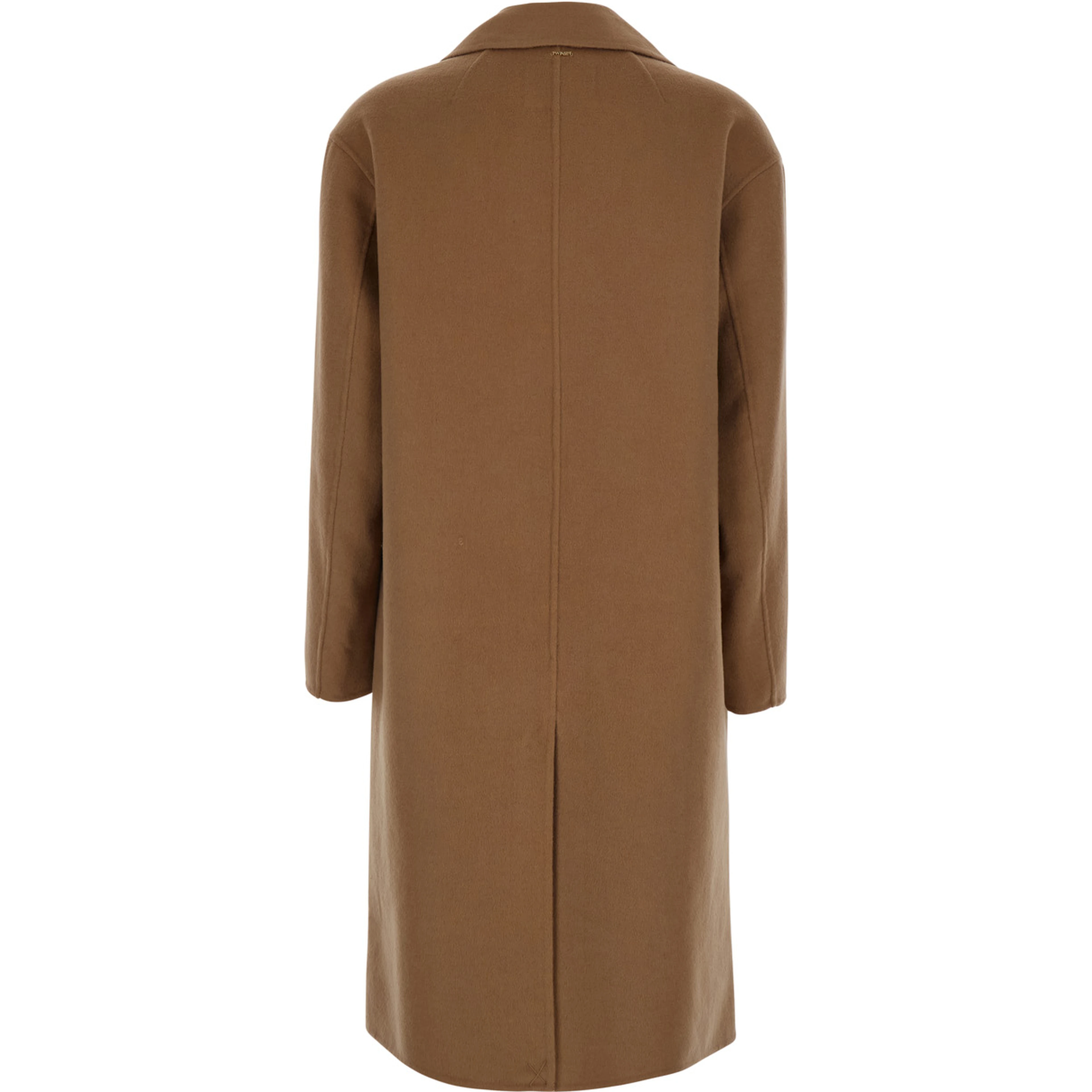 Brown Double-breasted coat with notched revers in wool blend for women